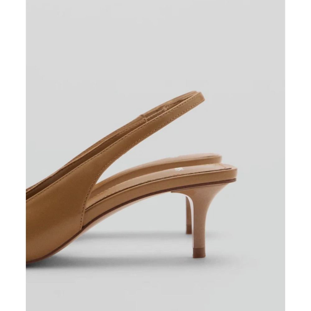 NEW MANGO MNG TAN BOW DETAIL POINTED TOE KITTEN HEEL SHOES SZ 38 US 7.5 - Picture 6 of 10